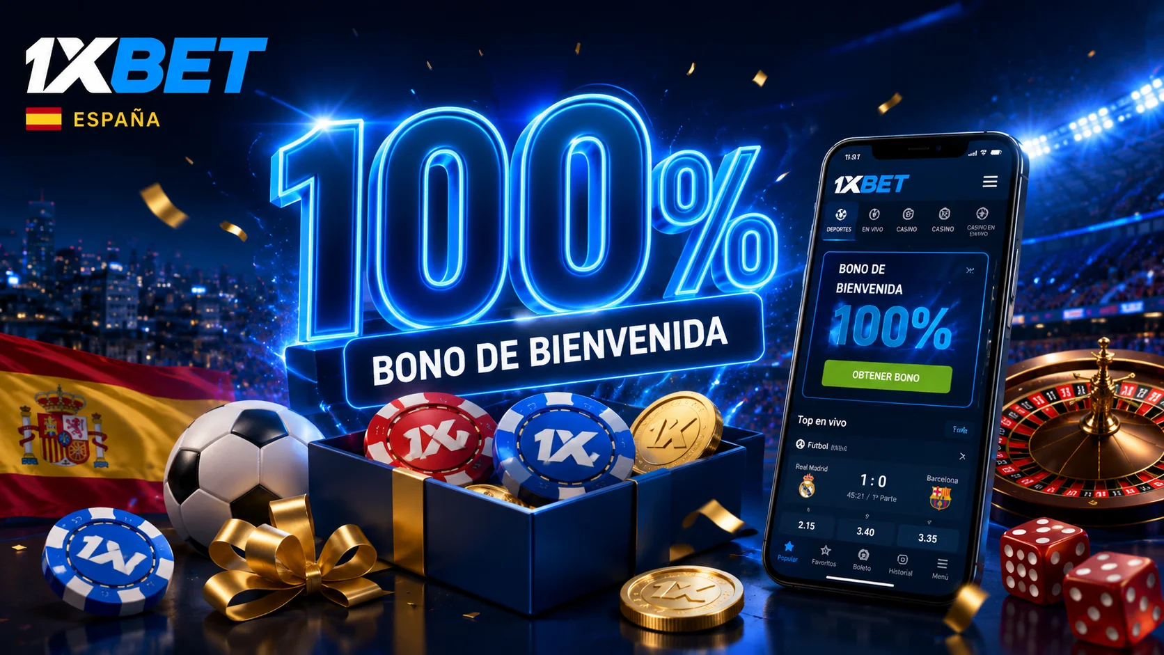 Código promocional 1xBet 1XESBONO +30%